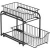 imageSONGMICS 2Tier Pull Out Cabinet Organizers Under Sink Organizer Bathroom Organizer and Storage Sliding Basket Drawers Stackable for Kitchen Bathroom Ink Black UKCS017B01Ink Black