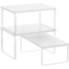 imageSONGMICS Cabinet Organizer Shelf Set of 3 Kitchen Counter Shelves Kitchen Storage Spice Rack Stackable Expandable Ink Black and Natural Beige UKCS014B01Snow White  Matte White