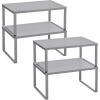imageSONGMICS Spice Racks Cabinet Shelf Organizers Shelf Organizers Countertop Organizers Shelf Risers Stackable Expandable Set of 4 Metal Kitchen Counter Shelves White UKCS006W01Silver