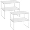 imageSONGMICS Spice Racks Cabinet Shelf Organizers Shelf Organizers Countertop Organizers Shelf Risers Stackable Expandable Set of 4 Metal Kitchen Counter Shelves White UKCS006W01White