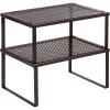imageSONGMICS Spice Racks Set of 2 Metal Cabinet Shelf Organizers Countertop Organizers Shelf Risers Stackable Expandable Silver UKCS01SVBrown