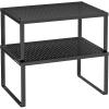 imageSONGMICS Spice Racks Set of 2 Metal Cabinet Shelf Organizers Countertop Organizers Shelf Risers Stackable Expandable Silver UKCS01SVInk Black