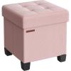 imageSONGMICS Storage Ottoman Small Ottoman Foot Rest with Legs 126 x 158 x 132 Inches Foot Stool Load up to 660 lb for Living Room Bedroom Dorm Ink Black ULSF012B01Jelly Pink