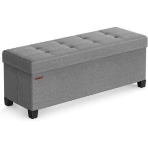 imageSONGMICS Storage Ottoman Bench Foldable Foot Rest with Legs 15 x 30 x 152 Inches End of Bed Bench Storage Chest Load up to 660 lb for Living Room Bedroom Entryway Slate Gray ULSF16GYZDove Gray