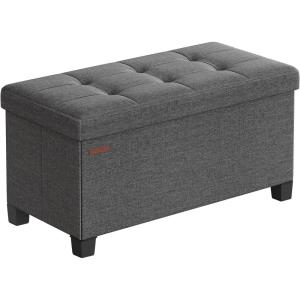 imageSONGMICS Storage Ottoman Bench Foldable Foot Rest with Legs 15 x 30 x 152 Inches End of Bed Bench Storage Chest Load up to 660 lb for Living Room Bedroom Entryway Slate Gray ULSF16GYZDark Gray