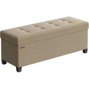 imageSONGMICS Storage Ottoman Bench Foldable Foot Rest with Legs 15 x 30 x 152 Inches End of Bed Bench Storage Chest Load up to 660 lb for Living Room Bedroom Entryway Slate Gray ULSF16GYZCamel Brown