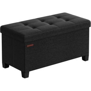imageSONGMICS Storage Ottoman Bench Foldable Foot Rest with Legs 15 x 30 x 152 Inches End of Bed Bench Storage Chest Load up to 660 lb for Living Room Bedroom Entryway Slate Gray ULSF16GYZInk Black