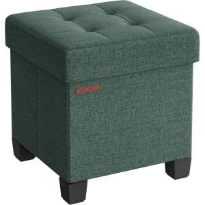 imageSONGMICS Storage Ottoman Small Ottoman Foot Rest with Legs 126 x 158 x 132 Inches Foot Stool Load up to 660 lb for Living Room Bedroom Dorm Ink Black ULSF012B01Retro Green