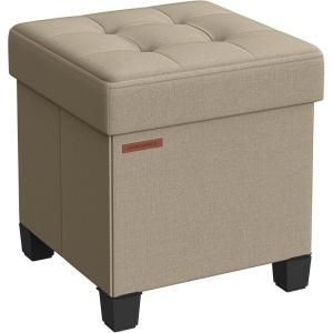imageSONGMICS Storage Ottoman Small Ottoman Foot Rest with Legs 126 x 158 x 132 Inches Foot Stool Load up to 660 lb for Living Room Bedroom Dorm Ink Black ULSF012B01Camel Brown