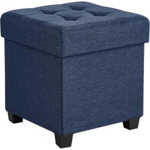 imageSONGMICS Storage Ottoman Small Ottoman Foot Rest with Legs 126 x 158 x 132 Inches Foot Stool Load up to 660 lb for Living Room Bedroom Dorm Ink Black ULSF012B01Dark Blue