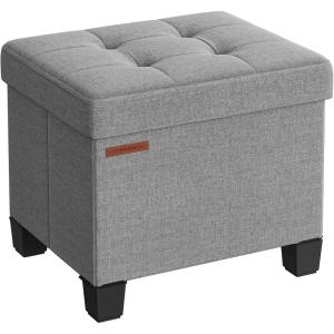 imageSONGMICS Storage Ottoman Small Ottoman Foot Rest with Legs 126 x 158 x 132 Inches Foot Stool Load up to 660 lb for Living Room Bedroom Dorm Ink Black ULSF012B01Dove Gray