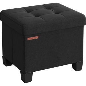 imageSONGMICS Storage Ottoman Small Ottoman Foot Rest with Legs 126 x 158 x 132 Inches Foot Stool Load up to 660 lb for Living Room Bedroom Dorm Ink Black ULSF012B01Black