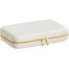 imageSONGMICS HOME Travel Jewelry Case Jewelry Organizer Box with Mirror Jewelry Pouch Woven Embossed PU Leather Hard Shell Large Capacity Gift Idea Ink Black UJBC204B01Cloud White