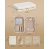 imageSONGMICS HOME Travel Jewelry Case Jewelry Organizer Box with Mirror Jewelry Pouch Woven Embossed PU Leather Hard Shell Large Capacity Gift Idea Ink Black UJBC204B01Cloud White
