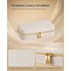 imageSONGMICS HOME Travel Jewelry Case Jewelry Organizer Box with Mirror Jewelry Pouch Woven Embossed PU Leather Hard Shell Large Capacity Gift Idea Ink Black UJBC204B01Cloud White