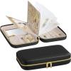 imageSONGMICS HOME Travel Jewelry Case Jewelry Organizer Box with Mirror Jewelry Pouch Woven Embossed PU Leather Hard Shell Large Capacity Gift Idea Ink Black UJBC204B01Ink Black