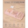 imageSONGMICS HOME Travel Jewelry Case Jewelry Organizer Box with Mirror Jewelry Pouch Woven Embossed PU Leather Hard Shell Large Capacity Gift Idea Ink Black UJBC204B01Jelly Pink