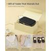 imageSONGMICS HOME Travel Jewelry Case Jewelry Organizer Box with Mirror Jewelry Pouch Woven Embossed PU Leather Hard Shell Large Capacity Gift Idea Ink Black UJBC204B01Ink Black