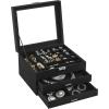 imageSONGMICS Jewelry Box Lockable Jewelry Storage Organizer Jewelry Case with Glass Window for Rings Earrings Studs Bracelets Necklaces Black UJBC158B01Black