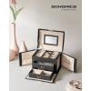 imageSONGMICS Jewelry Box Lockable Jewelry Storage Organizer Jewelry Case with Glass Window for Rings Earrings Studs Bracelets Necklaces Black UJBC158B01Black