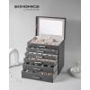 imageSONGMICS Jewelry Box Lockable Jewelry Storage Organizer Jewelry Case with Glass Window for Rings Earrings Studs Bracelets Necklaces Black UJBC158B01Gray