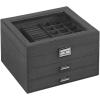 imageSONGMICS Jewelry Box Lockable Jewelry Storage Organizer Jewelry Case with Glass Window for Rings Earrings Studs Bracelets Necklaces Black UJBC158B01Gray