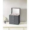 imageSONGMICS Jewelry Box Lockable Jewelry Storage Organizer Jewelry Case with Glass Window for Rings Earrings Studs Bracelets Necklaces Black UJBC158B01Gray