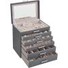 imageSONGMICS Jewelry Box Lockable Jewelry Storage Organizer Jewelry Case with Glass Window for Rings Earrings Studs Bracelets Necklaces Black UJBC158B01Gray