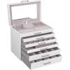 imageSONGMICS Jewelry Box Lockable Jewelry Storage Organizer Jewelry Case with Glass Window for Rings Earrings Studs Bracelets Necklaces Black UJBC158B01White