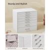 imageSONGMICS Jewelry Box Lockable Jewelry Storage Organizer Jewelry Case with Glass Window for Rings Earrings Studs Bracelets Necklaces Black UJBC158B01White