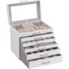imageSONGMICS Jewelry Box Lockable Jewelry Storage Organizer Jewelry Case with Glass Window for Rings Earrings Studs Bracelets Necklaces Black UJBC158B01White