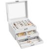 imageSONGMICS Jewelry Box Lockable Jewelry Storage Organizer Jewelry Case with Glass Window for Rings Earrings Studs Bracelets Necklaces Black UJBC158B01White