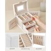 imageSONGMICS Jewelry Box Lockable Jewelry Storage Organizer Jewelry Case with Glass Window for Rings Earrings Studs Bracelets Necklaces Black UJBC158B01White