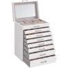 imageSONGMICS Jewelry Box Lockable Jewelry Storage Organizer Jewelry Case with Glass Window for Rings Earrings Studs Bracelets Necklaces Black UJBC158B01White