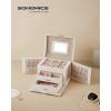 imageSONGMICS Jewelry Box Lockable Jewelry Storage Organizer Jewelry Case with Glass Window for Rings Earrings Studs Bracelets Necklaces Black UJBC158B01White
