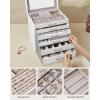 imageSONGMICS Jewelry Box Lockable Jewelry Storage Organizer Jewelry Case with Glass Window for Rings Earrings Studs Bracelets Necklaces Black UJBC158B01White
