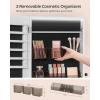 imageSONGMICS LED Mirror Jewelry Cabinet Armoire Wall or Door Mounted Jewelry Storage Organizer Hanging Lockable Frameless Mirror Cabinet with 2 Plastic Cosmetic Organizers Gift Idea White UJJC011W01