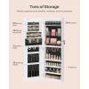 imageSONGMICS LED Mirror Jewelry Cabinet Armoire Wall or Door Mounted Jewelry Storage Organizer Hanging Lockable Frameless Mirror Cabinet with 2 Plastic Cosmetic Organizers Gift Idea White UJJC011W01