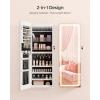 imageSONGMICS LED Mirror Jewelry Cabinet Armoire Wall or Door Mounted Jewelry Storage Organizer Hanging Lockable Frameless Mirror Cabinet with 2 Plastic Cosmetic Organizers Gift Idea White UJJC011W01