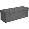 imageSONGMICS MAZIE Collection  30 Inches Ottoman Storage Bench 21 Gal Folding Chest with Breathable LinenLook Fabric Load up to 660 lb for Entryway Living Room Bedroom Light Gray ULSF001G02Dark Gray