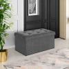 imageSONGMICS MAZIE Collection  30 Inches Ottoman Storage Bench 21 Gal Folding Chest with Breathable LinenLook Fabric Load up to 660 lb for Entryway Living Room Bedroom Light Gray ULSF001G02Dark Gray