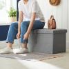 imageSONGMICS MAZIE Collection  30 Inches Ottoman Storage Bench 21 Gal Folding Chest with Breathable LinenLook Fabric Load up to 660 lb for Entryway Living Room Bedroom Light Gray ULSF001G02Light Gray