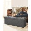 imageSONGMICS MAZIE Collection  30 Inches Ottoman Storage Bench 21 Gal Folding Chest with Breathable LinenLook Fabric Load up to 660 lb for Entryway Living Room Bedroom Light Gray ULSF001G02Dark Gray
