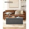 imageSONGMICS MAZIE Collection  30 Inches Ottoman Storage Bench 21 Gal Folding Chest with Breathable LinenLook Fabric Load up to 660 lb for Entryway Living Room Bedroom Light Gray ULSF001G02Dark Gray