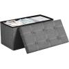 imageSONGMICS MAZIE Collection  30 Inches Ottoman Storage Bench 21 Gal Folding Chest with Breathable LinenLook Fabric Load up to 660 lb for Entryway Living Room Bedroom Light Gray ULSF001G02Dark Gray
