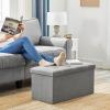 imageSONGMICS MAZIE Collection  30 Inches Ottoman Storage Bench 21 Gal Folding Chest with Breathable LinenLook Fabric Load up to 660 lb for Entryway Living Room Bedroom Light Gray ULSF001G02Light Gray