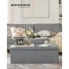 imageSONGMICS MAZIE Collection  30 Inches Ottoman Storage Bench 21 Gal Folding Chest with Breathable LinenLook Fabric Load up to 660 lb for Entryway Living Room Bedroom Light Gray ULSF001G02Light Gray