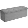 imageSONGMICS MAZIE Collection  30 Inches Ottoman Storage Bench 21 Gal Folding Chest with Breathable LinenLook Fabric Load up to 660 lb for Entryway Living Room Bedroom Light Gray ULSF001G02Light Gray