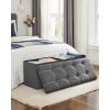 imageSONGMICS MAZIE Collection  30 Inches Ottoman Storage Bench 21 Gal Folding Chest with Breathable LinenLook Fabric Load up to 660 lb for Entryway Living Room Bedroom Light Gray ULSF001G02Dark Gray