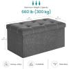imageSONGMICS MAZIE Collection  30 Inches Ottoman Storage Bench 21 Gal Folding Chest with Breathable LinenLook Fabric Load up to 660 lb for Entryway Living Room Bedroom Light Gray ULSF001G02Dark Gray